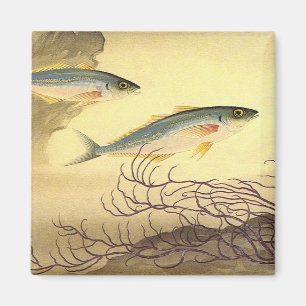 Íman Peixe Cavala no Oceano, Arte Vintage Japonismo