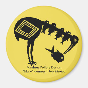 Íman Peixe Comendo Crane - Design de Poteria Mimbres