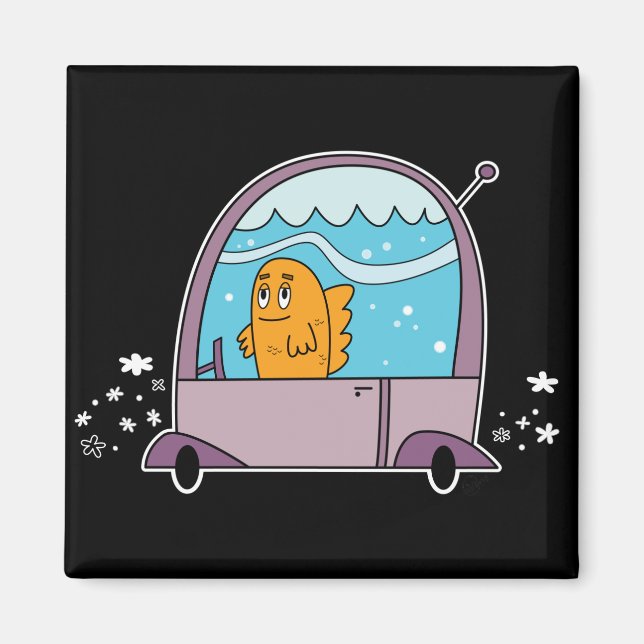 Íman Peixe dirigindo um carro - ímã (Frente)
