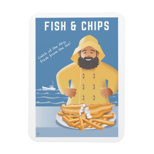 Íman Peixe e Batatas Fritas (Vertical)