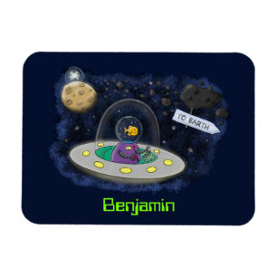 Íman Peixe feliz bonito com ilustração de desenho espac