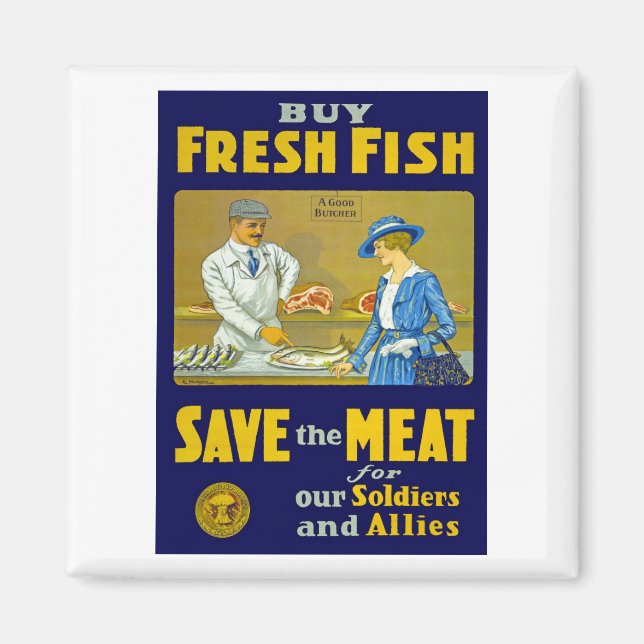 Íman Peixe fresco comprar ~ Salve a carne (Frente)