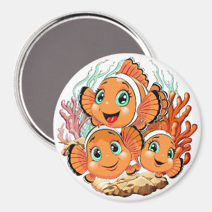 Íman Peixe palhaço Desenho animado Fofo Família Subaquá
