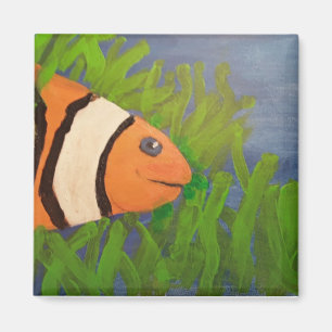 Íman peixe palhaço no ímã de pintura de cenas d'águ