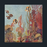 Íman Peixes Angélicos em Coral, Peixes Tropicais Vintag<br><div class="desc">Vintage ilustra peixes de anjo tropical da vida marinha nadando em um recife de coral. Coloque sua engrenagem de mergulho,  natação com o peixe e viagem debaixo d'água até o fundo do mar azul profundo!</div>