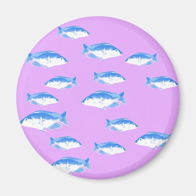 Íman Peixes azuis em lilás (Frente)