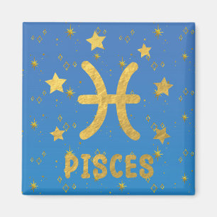 Íman Peixes Azul Zodiac e ímã Dourado
