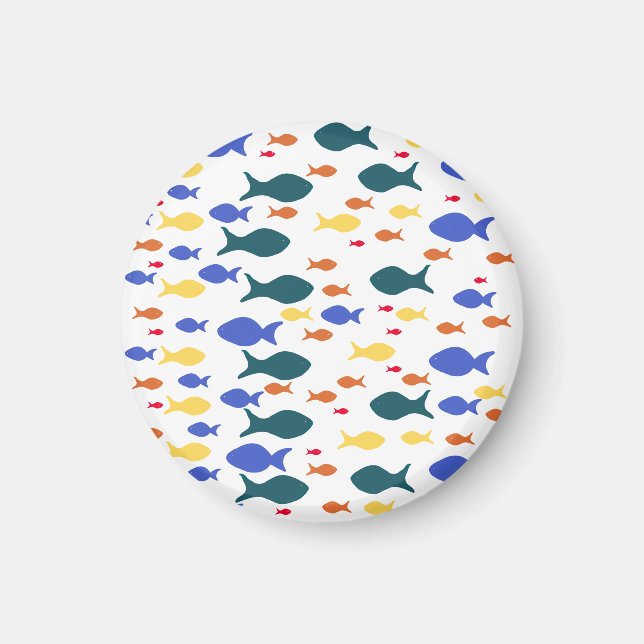 Íman Peixes ColoridosPequeno, Ímã Redonda De 3,2 Cm (Frente)