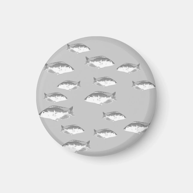 Íman Peixes de cinza monocromática (Frente)