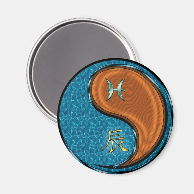 Íman Peixes & Dragão de Madeira (Front/Back)