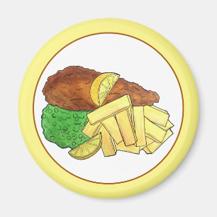 Íman Peixes e Chips - Comida do restaurante britânico P