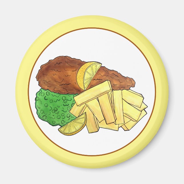 Íman Peixes e Chips - Comida do restaurante britânico P (Frente)