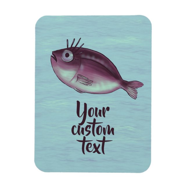 Íman Peixes Engraçados Com Eyelashes Rico Texto Persona (Vertical)