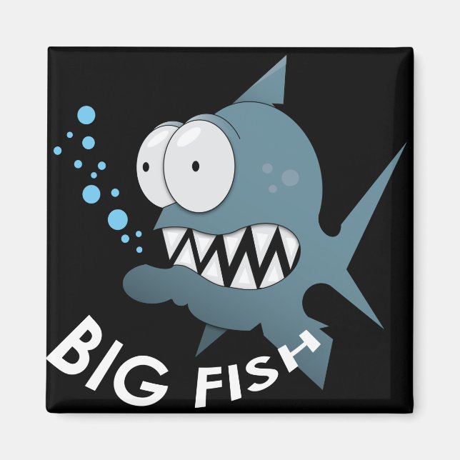 Íman Peixes Grandes -  Magneta Quadrada de 2 Polegadas (Frente)