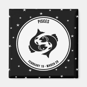 Íman Peixes Símbolo Zodiativo, Imagem Preta e Branca