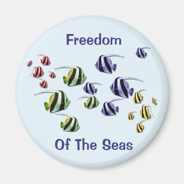 Íman Peixes Tropicais Coloridos Nadando Magneta Livre (Frente)