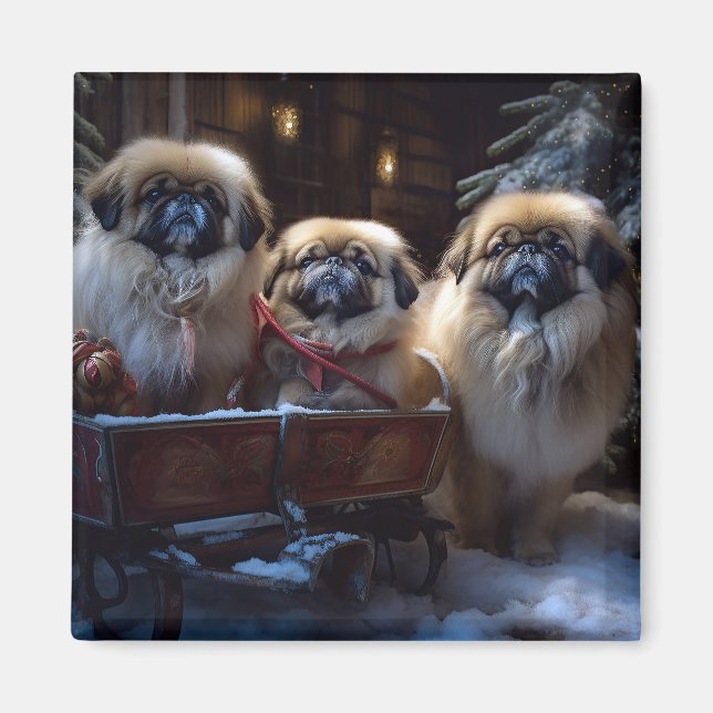 Íman Pekingese Christmas Fesason Season (Frente)