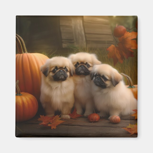 Íman Pekingese Puppy Autumn Delight Pumpkin (Frente)