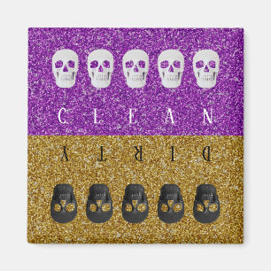Íman Peles Sujas Limpas Douradas Glitter Legal Roxo