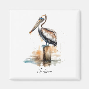 Íman Pelican parado sobre um poste