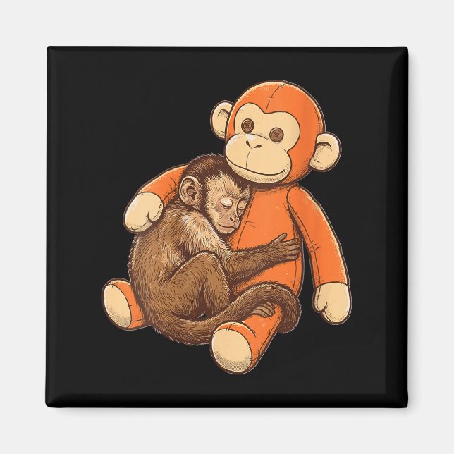Íman Pelúcia engraçada de macaco abraçando para mulhere (Frente)