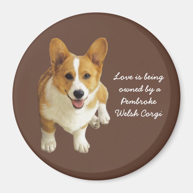 Íman Pembroke Welsh Corgi Happy Magnet (Frente)