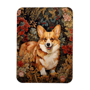 Íman Pembroke Welsh Corgi num Jardim Flor Vitoriano
