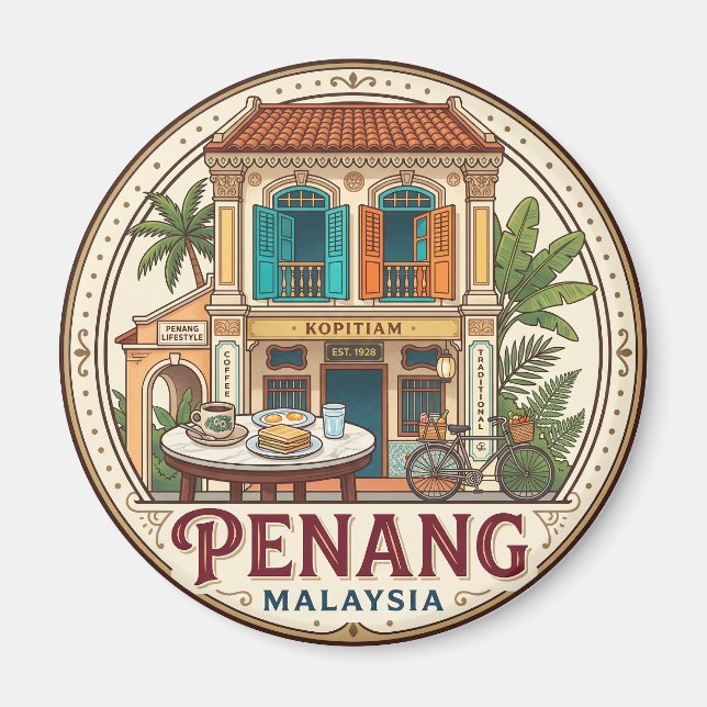 Íman Penang Shophouse Kopitiam Malásia (Frente)