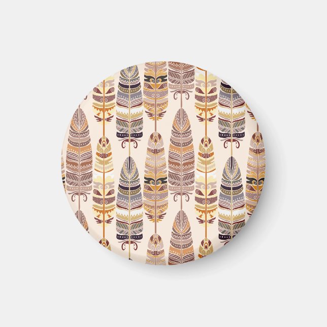 Íman Penas de Boho: Padrão Tribal Sem Costura (Frente)