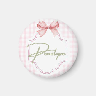Íman Penelope Baby Girl Personalizado Gingham