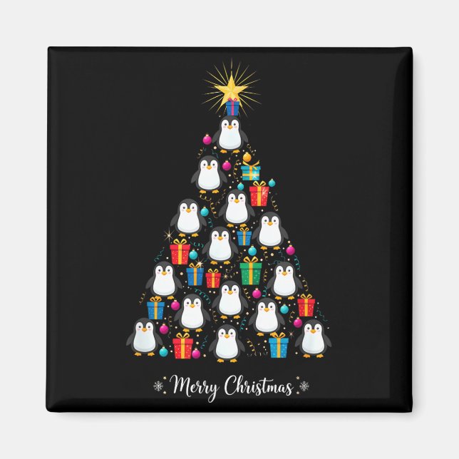 Íman Penguin Christmas Tree Xmas Day Holiday Men &amp;  (Frente)
