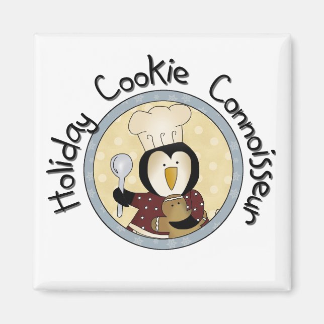 Íman Penguin Cookie Connoisseur T-shirts e presentes (Frente)