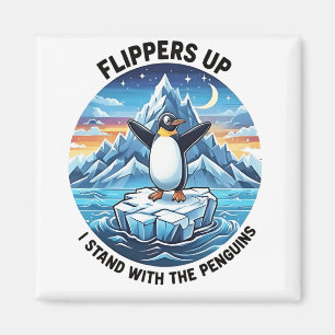 Íman Penguin Engraçado Resiste Protesto Contra Tarrifs