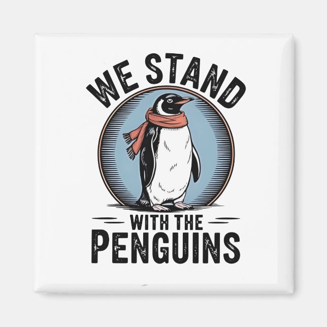 Íman Penguin Engraçado Resiste Protesto Contra Tarrifs (Frente)