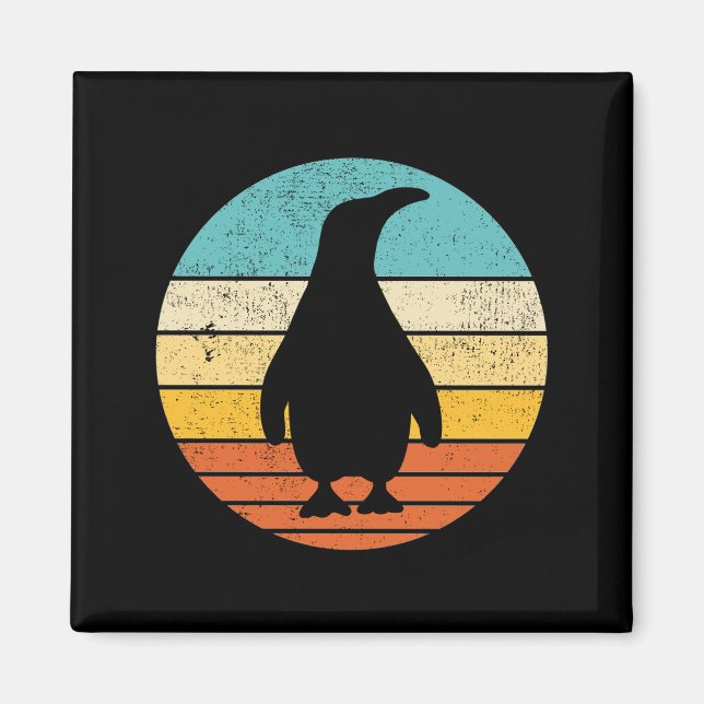 Íman Penguin Retro Vintage Sunset (Frente)