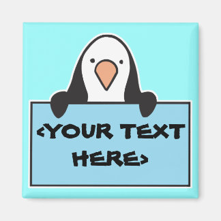 ÍMAN PENGUINO CUTO COM SINAL PERSONALIZADO,<YOUR TEXT H