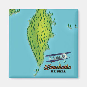 Íman Península de Kamchatka mapa de viagem Rússia.