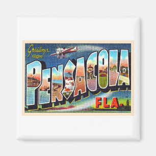 Íman Pensacola Florida FL Vintage - Letra grande postal
