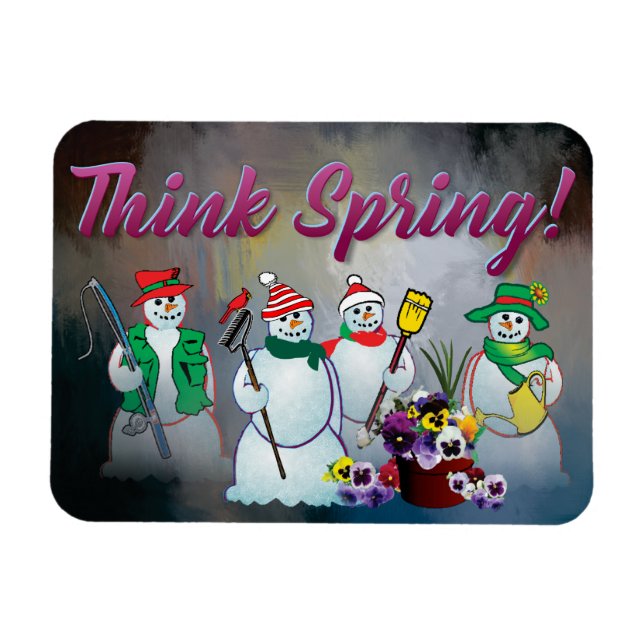 Íman pense o primavera com boneco de neve e ímã dos (Horizontal)