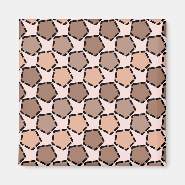 Íman Pentágonos Marrons Simétricos com Bordas Tracejada (Frente)