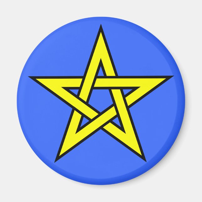 Íman Pentagrama Amarelo em Azul (Frente)