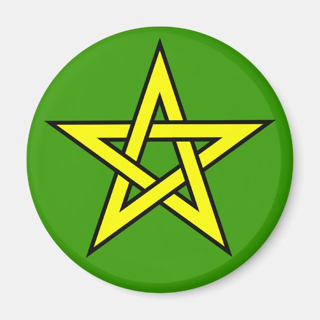 Íman Pentagrama amarelo em verde (Frente)