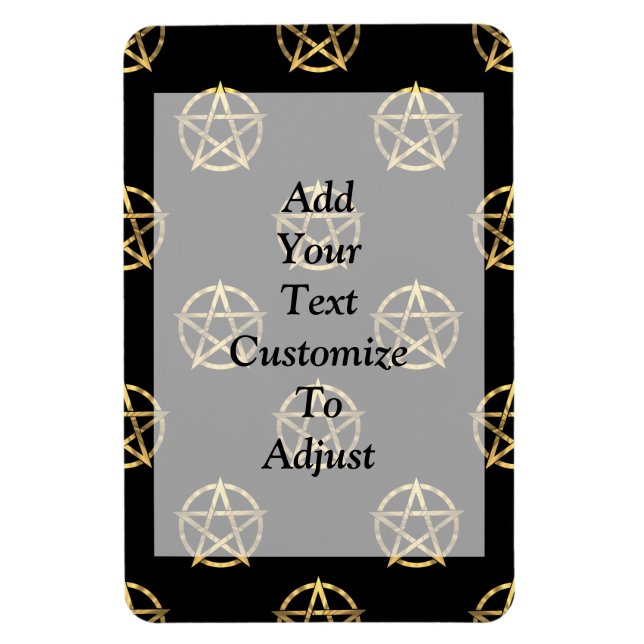 Íman Pentagrama de ouro e preto (Vertical)