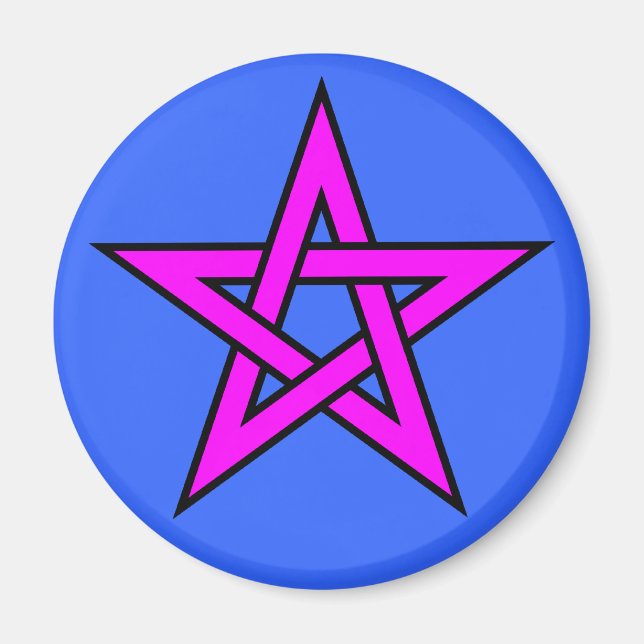 Íman Pentagrama magenta em azul (Frente)