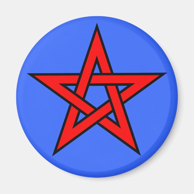 Íman Pentagrama vermelho em azul (Frente)