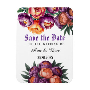 Íman Peônia de Tinta Roxa e Laranja Salve a Data