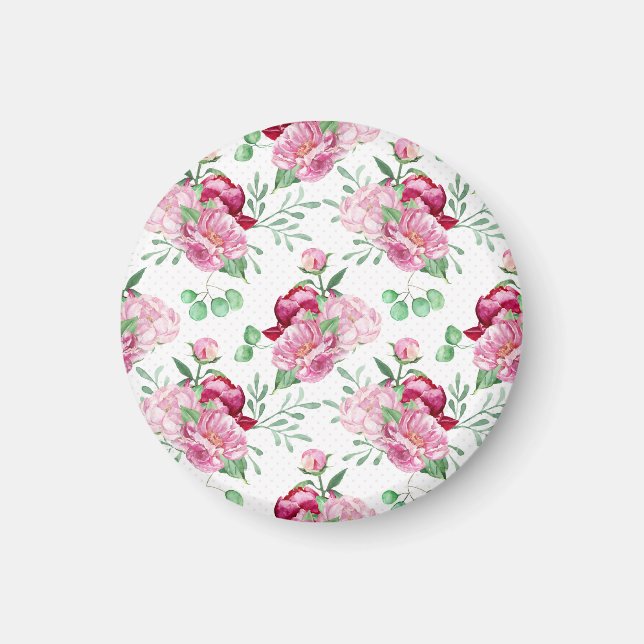 Íman peônias cor-de-água rosa (Frente)