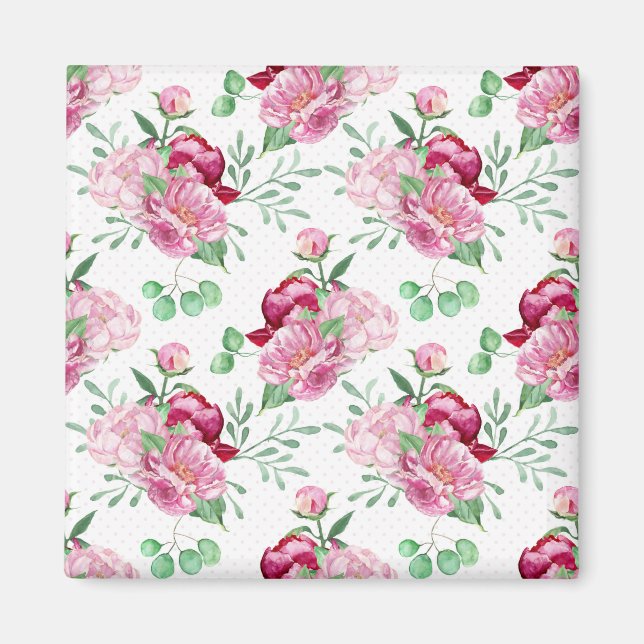 Íman peônias cor-de-água rosa (Frente)