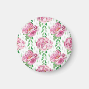 Íman Peônias de aquarela rosa