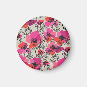 Íman Peony Floral Vintage Sem Olhos Padrão.